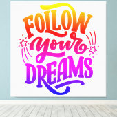 Volg je dromen in Dream vision board regenboog Canvas Afdruk (Insitu (Houten vloer))