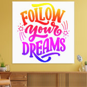 Volg je dromen in Dream vision board regenboog Canvas Afdruk (Insitu (Woonkamer))