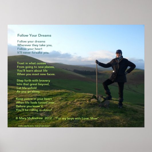 Volg je dromen inspirerend poster (Voorkant)