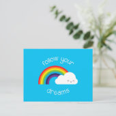 Volg je dromen Kawaii regenboog Briefkaart (Staand voorkant)