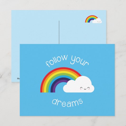 Volg je dromen Kawaii regenboog Briefkaart (Voorkant / Achterkant)
