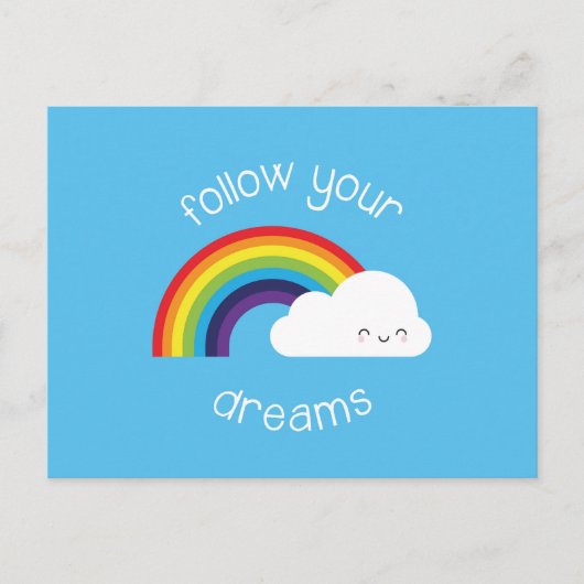 Volg je dromen Kawaii regenboog Briefkaart (Voorkant)