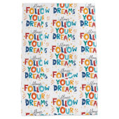 Volg je dromen Kleurrijke leuke typografie Medium Cadeauzakje (Achterkant)