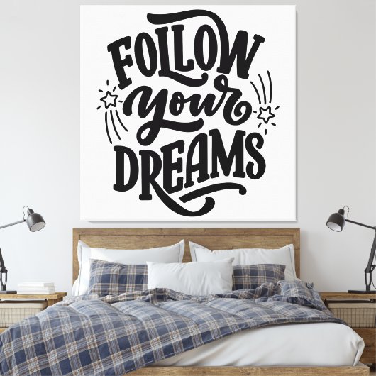 Volg je dromen op het gebied van droombeeld canvas afdruk (Insitu (Slaapkamer))