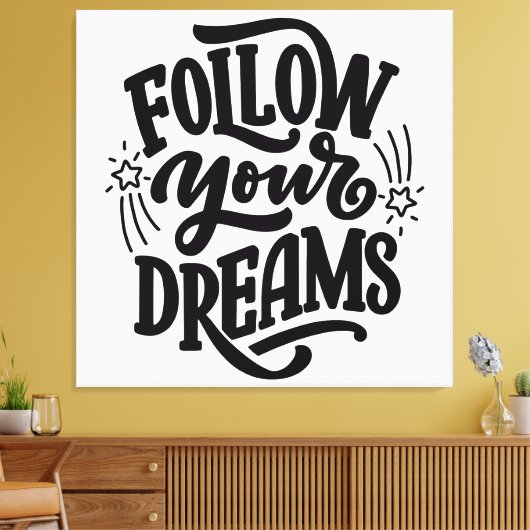Volg je dromen op het gebied van droombeeld canvas afdruk (Insitu (Woonkamer))