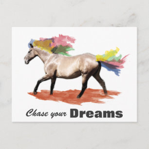 Volg je dromen Paard Regenboog Manen Briefkaart