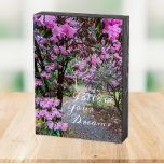 Volg je dromen Quote Tuinpad Houten Kist Print<br><div class="desc">Zwart geschilderd,  houten doosje dat is ontworpen om te hangen of te staan en dat is voorzien van het afbeelding van een botanische tuin vol prachtige,  roze rhododendron-bloemen die een pad inslaan,  samen met een inspirerend en motivatie citaat dat luidt: "Volg je dromen." Een mooie decoratie voor elke kamer!</div>