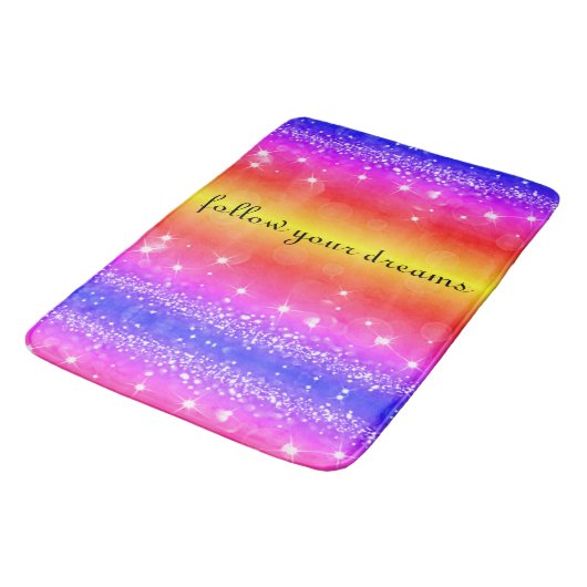 Volg Je Dromen Regenboog Glitter Badmat (Gekanteld)