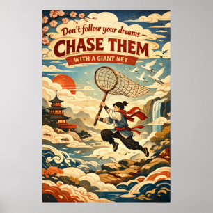 Volg Je Dromen Reusachtig Net Retro Aziatische Kun Poster