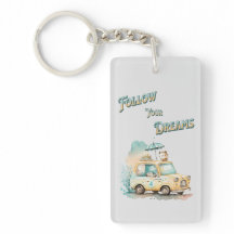 Volg je dromen schattige kleine auto waterverf