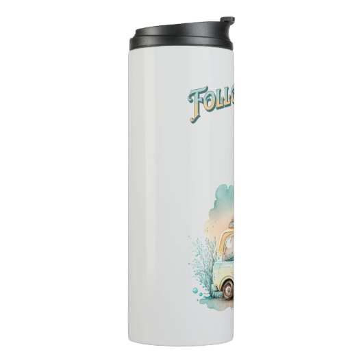 Volg je dromen schattige kleine auto waterverf thermosbeker (Gedraaid links)