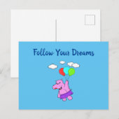 Volg je dromen Schattige vliegen Hippo Briefkaart (Voorkant / Achterkant)