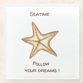 Volg je dromen waterverf Seatime Starfish Glazen Onderzetter