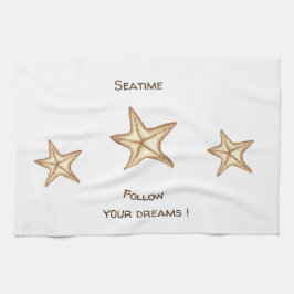 Volg je dromen waterverf Seatime Starfish Theedoek