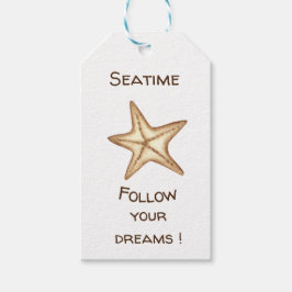 Volg je dromen waterverf Seatime Zeester Cadeaulabel