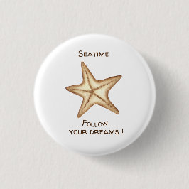 Volg je dromen waterverf Seatime Zeester Ronde Button 3,2 Cm