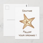 Volg je dromen waterverf Zee Tijd Zeester Briefkaart (Voorkant / Achterkant)