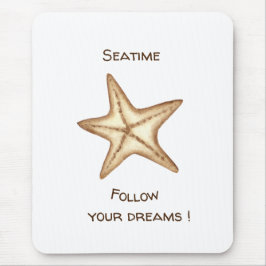 Volg je dromen waterverf Zee tijd Zeester Muismat