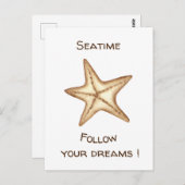 Volg je dromen waterverf ZeeTijd Zeester Briefkaart (Voorkant / Achterkant)