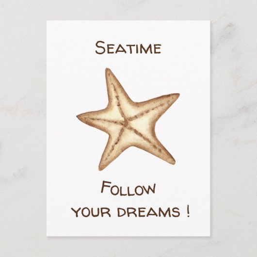 Volg je dromen waterverf ZeeTijd Zeester Briefkaart (Voorkant)