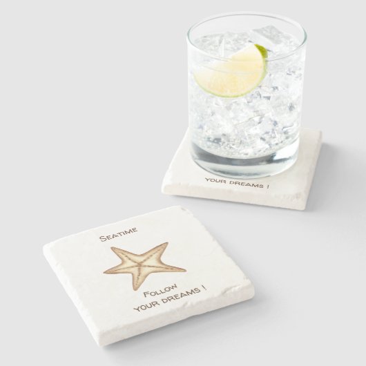 Volg je dromen waterverf Zeetijd Zeester Stenen Onderzetter (Zijkant)