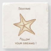 Volg je dromen waterverf Zeetijd Zeester Stenen Onderzetter (Voorkant)