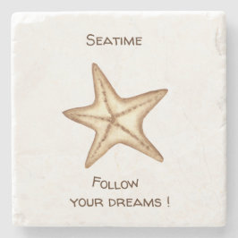 Volg je dromen waterverf Zeetijd Zeester Stenen Onderzetter