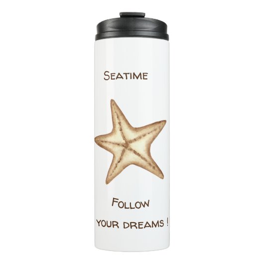 Volg je dromen waterverf Zeetijd Zeester Thermosbeker (Voorkant)