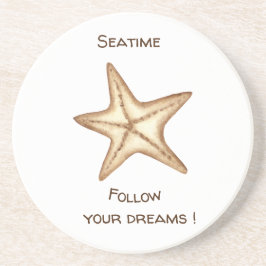 Volg je dromen waterverf Zeetijd Zeester Zandsteen Onderzetter