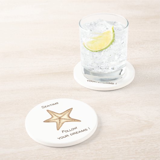 Volg je dromen waterverf Zeetijd Zeester Zandsteen Onderzetter (Zijkant)