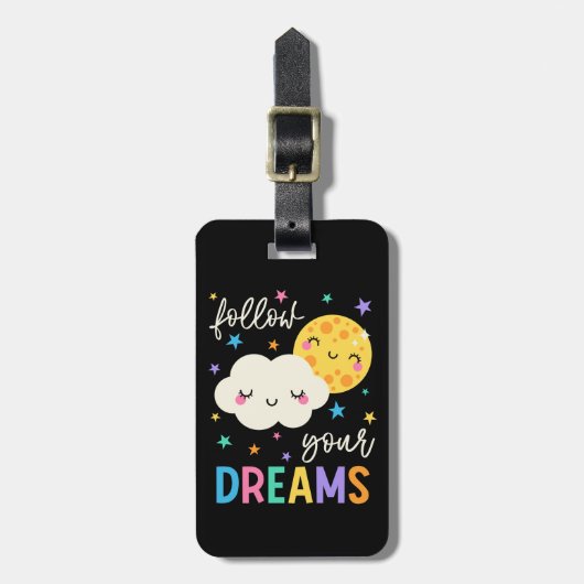 Volg je dromen | Wolk & Moon Bagagelabel (Voorkant verticaal)