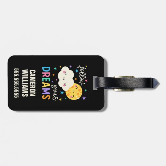 Volg je dromen | Wolk & Moon Bagagelabel (Achterkant horizontaal)