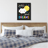 Volg je dromen | Wolk & Moon Canvas Afdruk (Insitu (Slaapkamer))