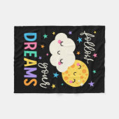 Volg je dromen | Wolk & Moon Fleece Deken (Voorkant (Horizontaal))