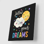 Volg je dromen | Wolk & Moon Vierkante Klok (Hoek)