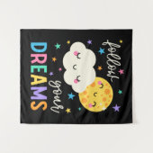 Volg je dromen | Wolk & Moon Wandkleed (Voorkant (horizontaal))