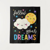 Volg je dromen | Wolk & Moon Wandkleed (Voorkant)