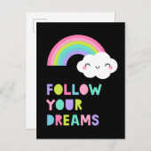 Volg je droombeeld en regenboogwolk briefkaart (Voorkant / Achterkant)