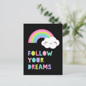 Volg je droombeeld en regenboogwolk briefkaart (Staand voorkant)