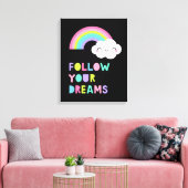 Volg je droombeeld en regenboogwolk canvas afdruk (Insitu (Woonkamer))