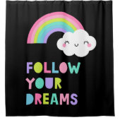 Volg je droombeeld en regenboogwolk douchegordijn (Voorkant)