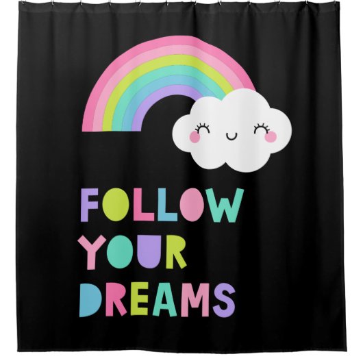 Volg je droombeeld en regenboogwolk douchegordijn (Voorkant)