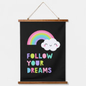 Volg je droombeeld en regenboogwolk hangend wandkleed (Voorkant)