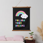 Volg je droombeeld en regenboogwolk hangend wandkleed (Slaapkamer)
