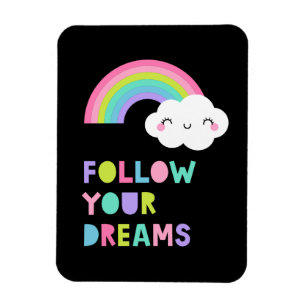 Volg je droombeeld en regenboogwolk magneet