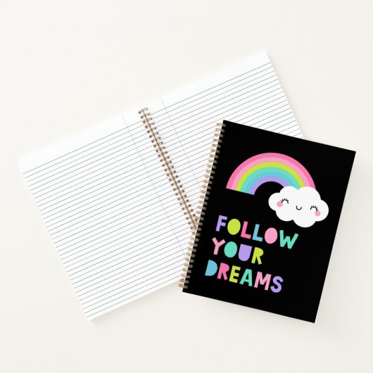 Volg je droombeeld en regenboogwolk notitieboek (Binnen)