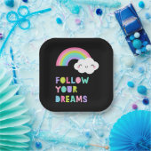 Volg je droombeeld en regenboogwolk papieren bordje (Feest)