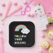 Volg je droombeeld en regenboogwolk papieren bordje (Feest)
