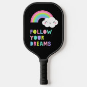 Volg je droombeeld en regenboogwolk pickleball paddle (Voorkant)