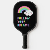 Volg je droombeeld en regenboogwolk pickleball paddle (Achterkant)